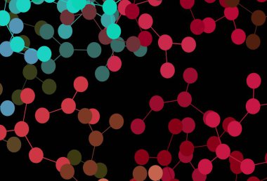 Koyu yeşil, yapay zeka yapısına sahip kırmızı vektör şablonu. Soyut şablondaki yapay zeka şekilleriyle parlayan illüstrasyon. Zeka ve yenilik reklamları için şablon.