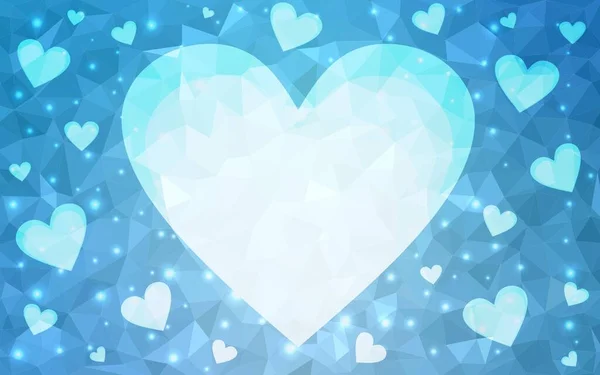 Luz Azul Fundo Vetorial Com Corações Corações Fundo Abstrato Borrado — Vetor de Stock