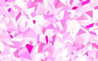Aydınlık Pembe vektör arkaplanı çokgen biçiminde. Soyut arkaplanda renkli eğimli üçgenler. Duvar kağıtları için zarif tasarım.