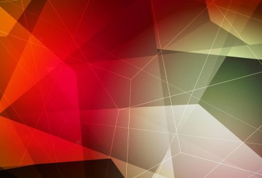 Koyu yeşil, kırmızı vektör arka plan ve çokgen tarzı. Doğa tarzında üçgenleri olan güzel bir çizim. Bir cep telefonu için arka plan.