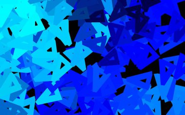 Koyu mavi vektör arkaplanı çizgiler, üçgenler. Üçgenli soyut gradyan çizimi. Broşürler, broşürler için desen