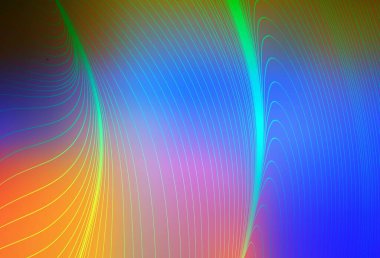 Bükülmüş çizgileri olan ışık çok renkli vektör arkaplanı. Basit eğri biçiminde parlak renkli bir illüstrasyon. Reklamınız için yepyeni tasarım..