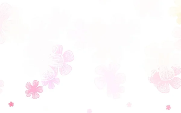 Rose Clair Motif Gribouillis Vectoriel Jaune Avec Des Fleurs Fleurs — Image vectorielle