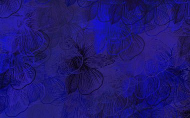 Çiçekli koyu mor vektör deseni. Karalama tarzında çiçekli soyut illüstrasyon. Web sitesi yöneticileri ve tasarımları için desen.