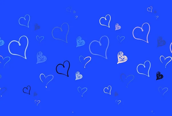 Ανοιχτό Ροζ Μπλε Διάνυσμα Φόντο Γλυκές Καρδιές Λαμπερή Απεικόνιση Καρδιές — Διανυσματικό Αρχείο