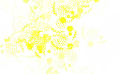 Açık yeşil, sarı vektör karalama arkaplanı çiçekler, güller. Origami tarzında çiçeklerin karalama çizimi. Duvar kağıtları, boyama kitapları için desen.