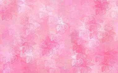 Açık pembe, çiçekli sarı vektör karalama şablonu. Çiçeklerle karalama tarzında renkli çizimler. İşiniz için yepyeni bir tasarım..