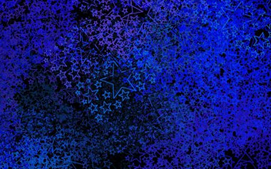 Koyu pembe, renkli yıldızlı mavi vektör arkaplan. Bulanık arkaplanda gradyanı olan yıldızlar. Astroloji web siteleri için desen.