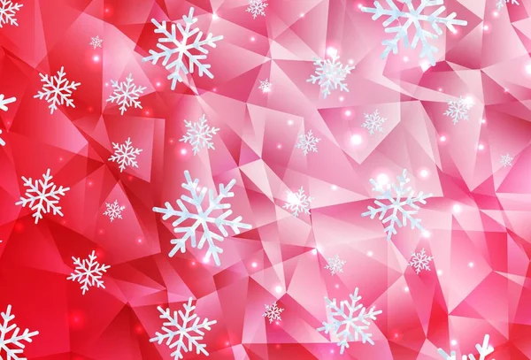 Xmasの雪片 星とライトレッドベクトルの背景 雪片と現代の幾何学的な抽象的なイラスト ビジネス広告の新年デザイン — ストックベクタ