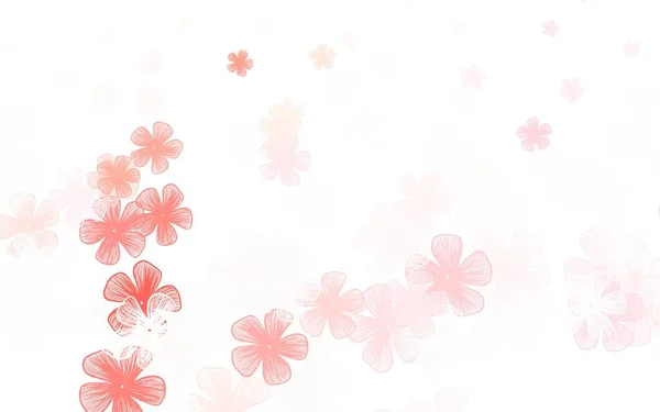 Ljus Röd Vektor Naturlig Bakgrund Med Blommor Sketchiga Doodle Blommor — Stock vektor