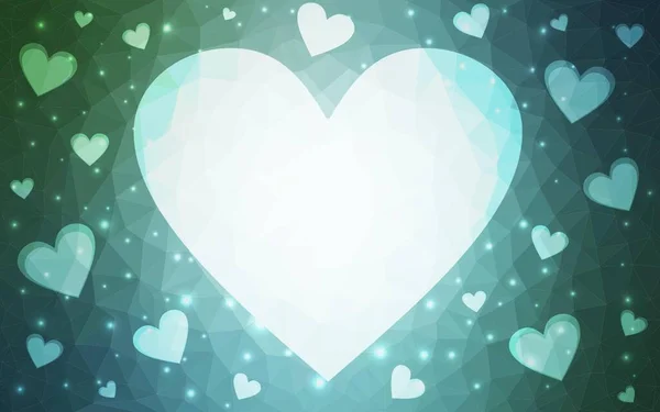 Hellblaue Grüne Vektortextur Mit Schönen Herzen Illustration Mit Verliebten Herzen — Stockvektor