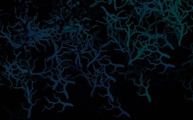 Koyu mavi, yapraklı, dallı yeşil vektör soyut arka plan. Yaprakları ve dalları olan modern soyut illüstrasyon. Web siteniz için Doodle tasarımı.