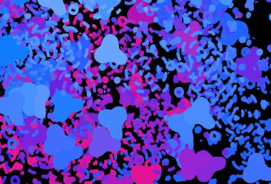 Koyu pembe, Memphis şekilli mavi vektör arkaplan. Rastgele şekillerle soyut tarzda dekoratif tasarım. Kartvizitiniz için modern tasarım.