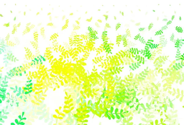 Světle Zelená Žlutý Vektor Přirozený Vzor Listy Zářící Barevná Ilustrace — Stockový vektor