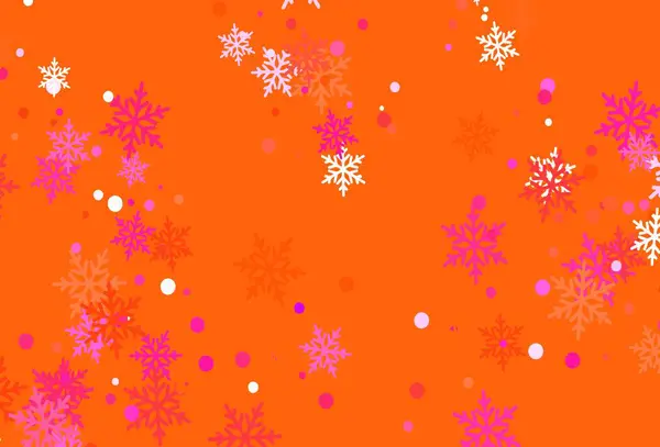 Rose Clair Motif Vectoriel Rouge Avec Flocons Neige Noël Flocons — Image vectorielle