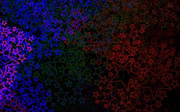 Темное Многоцветное Векторное Обратное Движение Маленькими Большими Звездами Сияющая Цветная — стоковый вектор