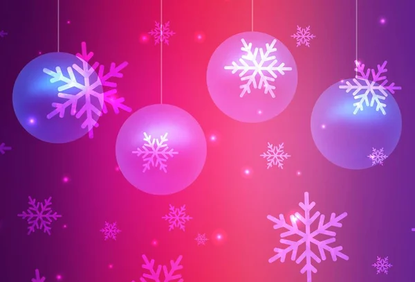 淡紫色 粉色矢量图案 圣诞风格 用圣诞球和雪花作摘要说明 图书横幅的图案 — 图库矢量图片