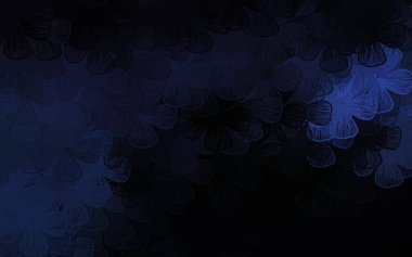 Ağaçlı, dallı, koyu mor bir arka plan. Çiçeklerle süslenmiş soyut çizimler. Marka kitabınız için yeni şablon.