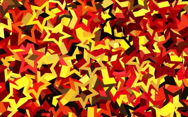 Koyu kırmızı, güzel yıldızlı sarı vektör dokusu. Bulanık arkaplanda gradyanı olan yıldızlar. Fütürist reklamlar ve kitapçıklar için şablon.