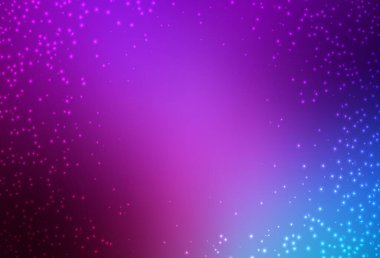 Açık Pembe, uzay yıldızları ile Mavi vektör şablonu. Soyut şablonda gökyüzü yıldızlarıyla parlayan illüstrasyon. Fütüristik reklam, kitapçıklar için desen.