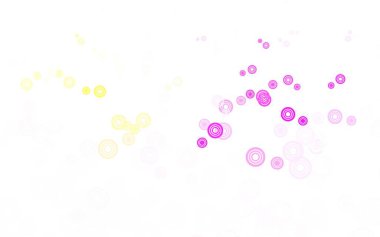 Açık Pembe, benekli sarı vektör arkaplan. Bulanık yağmur damlaları olan soyut bir çizim. Reklamlar, broşürler için desen.