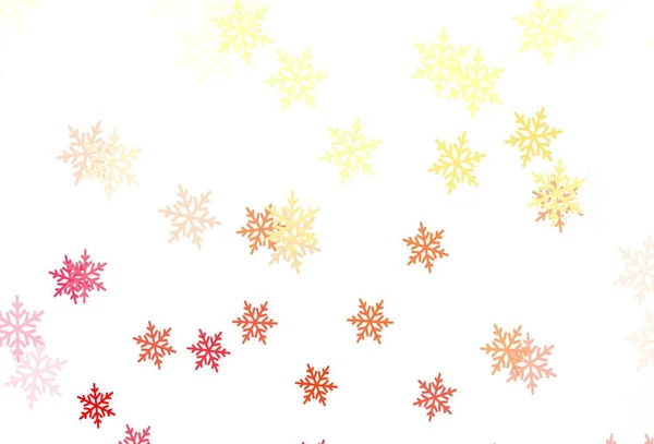 Светло Красный Желтый Векторный Фон Хмельными Снежинками Звездами Современная Геометрическая — стоковый вектор