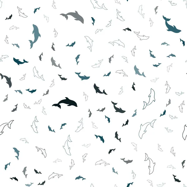 Dark Blue Vector Seamless Texture Dolphins Isolated Sea Dolphins White — Stock Vector