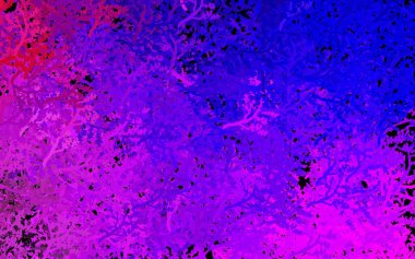 Koyu mor, pembe vektör karalama arkaplanı ağaçlar, dallar. Ağaçların karalama tarzında olduğu belirsiz soyut bir çizim. Çocuk kitapları için renkli desen.