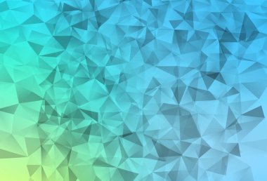 Açık mavi, yeşil vektör üçgen mozaik arka plan. Gradyanı olan üçgen geometrik örnek. Bir markanın arkaplanı için desen.