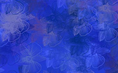 Çiçekli açık mavi vektör karalama deseni. Karalama tarzında çiçekli soyut illüstrasyon. Web ve broşürler için elle boyanmış tasarım.