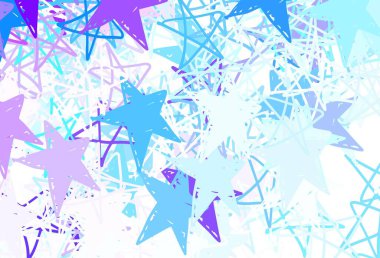 Açık pembe, güzel yıldızlı mavi vektör dokusu. Soyut şablondaki yıldızlarla dekoratif parlak illüstrasyon. Reklamınız, posteriniz, afişiniz için en iyi tasarım.