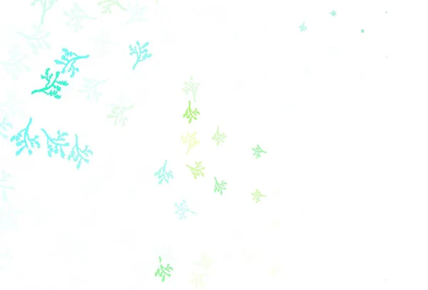 Ανοιχτό Μπλε Πράσινο Διάνυσμα Κομψό Πρότυπο Sakura Φύλλα Και Κλαδιά — Διανυσματικό Αρχείο