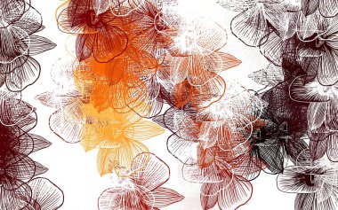 Açık Turuncu, çiçekli zarif bir şablon. Karalama tarzında çiçekli soyut illüstrasyon. İş tasarımınız için yepyeni bir tarz.