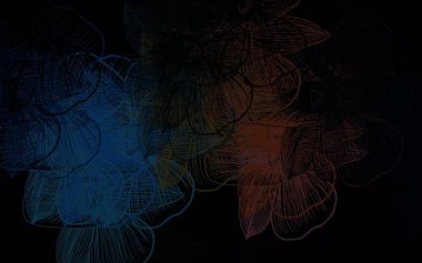 Koyu mavi, sarı vektör çiçekli doğal zemin. Karalama tarzında çiçekli soyut illüstrasyon. Marka kitabınız için yeni şablon.