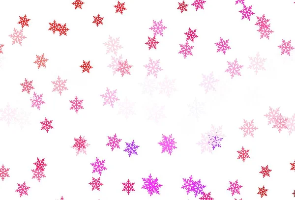 Светло Розовая Красная Векторная Текстура Цветными Снежинками Звездами Блестящие Абстрактные — стоковый вектор
