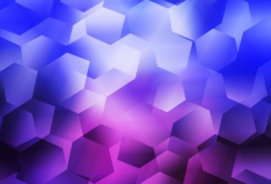 Açık mavi, altıgen şekilli kırmızı vektör düzeni. Renkli altıgenli bulanık arkaplan. Web sitesi posterleri, afişler için tasarım.