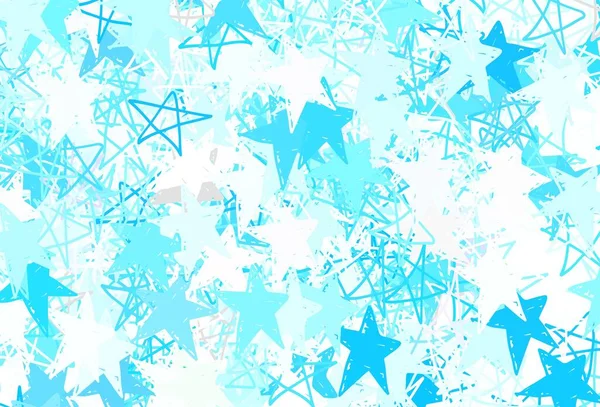 Fondo Vectorial Luz Azul Con Estrellas Pequeñas Grandes Estrellas Sobre — Vector de stock