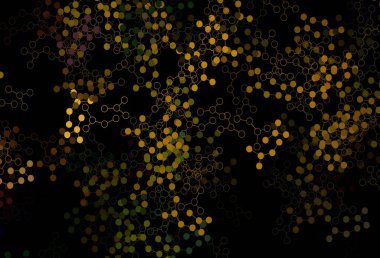 Koyu yeşil, yapay zeka kavramına sahip sarı vektör dokusu. Soyut şablondaki yapay zeka şekilleriyle parlayan illüstrasyon. Zeka ve yenilik reklamları için şablon.