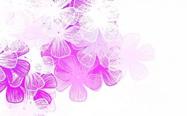 Beyaz arka planda çiçeklerin dekoratif desenli hafif Mor vektör zarif deseni. Duvar kağıdı tasarımınız için yeni bir doku.