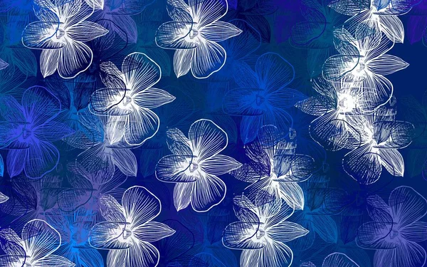 Hellrosa Blaues Vektor Doodle Mit Blüten Gekritzelte Illustration Von Blumen — Stockvektor
