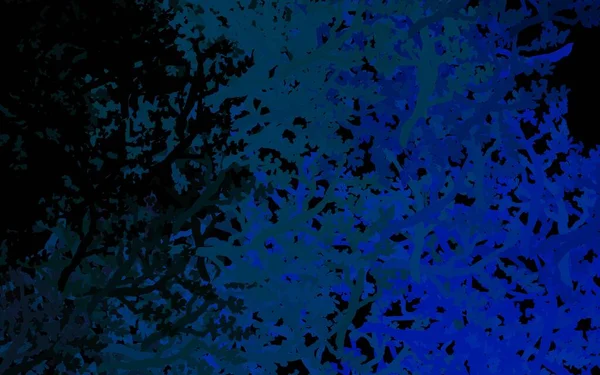 Modèle Gribouillis Vectoriel Bleu Foncé Avec Arbres Branches Illustration Abstraite — Image vectorielle