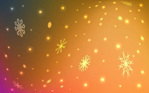 Light Orange Vector Template Ice Snowflakes Shining Colored Illustration Snow — Stock Vector