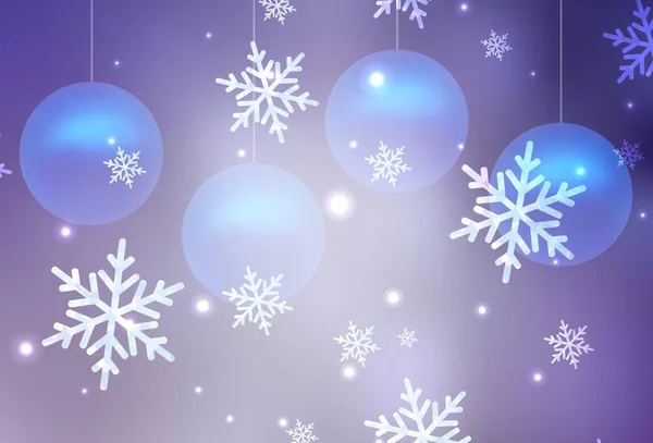 보라색 텍스처 스타일 Xmas Balls Snowflakes Xmas 스타일의 디자인 포스터 — 스톡 벡터
