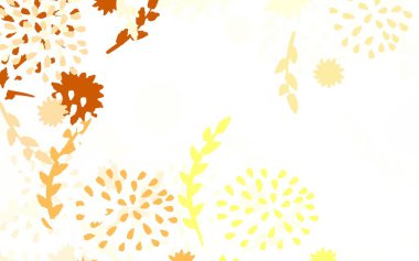 Açık sarı vektör karalama arkaplanı çiçeklerle bulanık şekilli yaratıcı illüstrasyon ve çiçekler. Web sitesi yöneticileri ve tasarımları için desen.