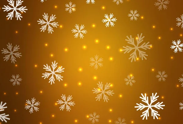 Fondo Vectorial Naranja Oscuro Con Hermosos Copos Nieve Estrellas Ilustración — Vector de stock