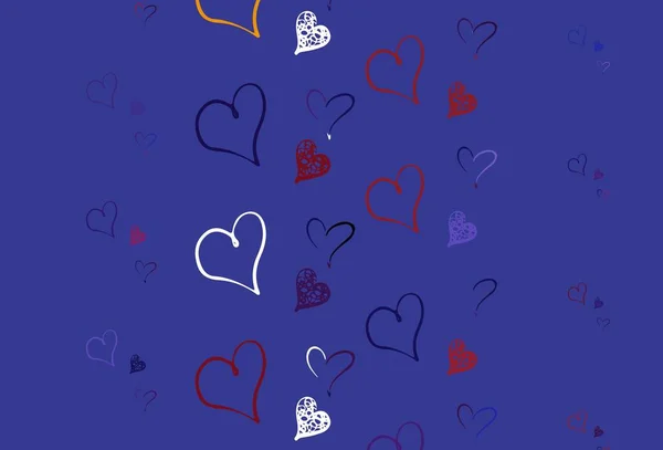 ライトブルー 甘い心を持つレッドベクトルの背景 シンプルなスタイルで心を持つ装飾的なデザイン バレンタイン広告や小冊子のパターン — ストックベクタ