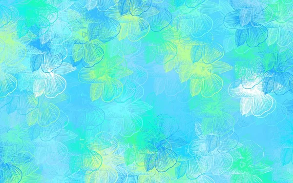 Bleu Clair Motif Naturel Vectoriel Vert Avec Des Fleurs Illustration — Image vectorielle