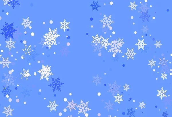 Textura Vectorial Púrpura Claro Con Copos Nieve Colores Diseño Decorativo — Vector de stock