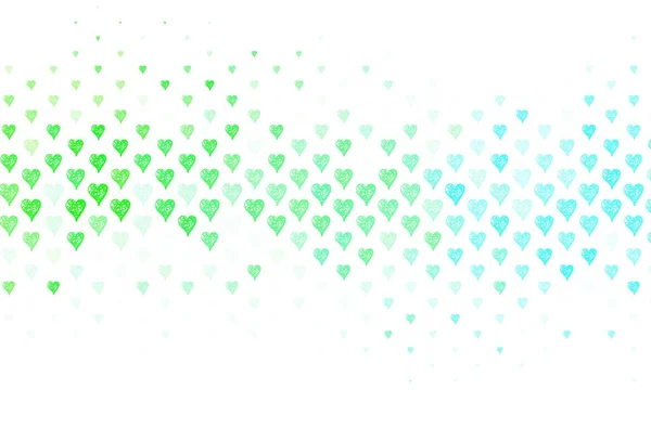 輝く心を持つライトグリーンのベクトル背景 背景にグラデーションのハートの形をしたイラスト 記念日の広告のデザイン — ストックベクタ
