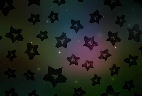 Gökyüzü Yıldızlı Karanlık Çokrenkli Vektör Şablonu Renkli Yıldızlı Soyut Çizimler — Stok Vektör
